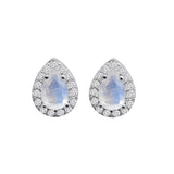 Moonstone and White Topaz Silver Stud Earring