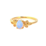 Opal and White Topaz Gold Ring