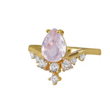 Rose Quartz and White Topaz Gold Ring