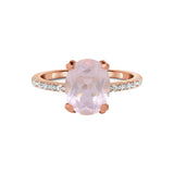 Rose Quartz and White Topaz Rose-gold Ring