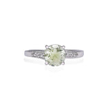 Green Amethyst and White Topaz Silver Ring