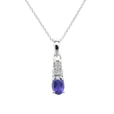 Iolite and White Topaz Silver Pendant With Chain