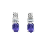 Iolite and White Topaz Silver Stud Earring