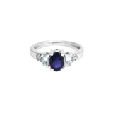 Iolite and White Topaz Silver Ring