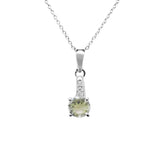 Green Amethyst and White Topaz Silver Pendant With Chain