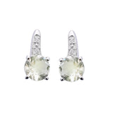 Green Amethyst and White Topaz Silver Stud Earring