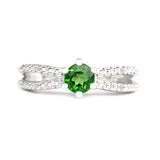 Chrome Diopside and White Topaz Silver Ring