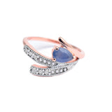 Blue Sapphire and White Topaz Rose-gold Ring