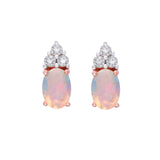 Opal and White Topaz Rose-gold Stud Earring