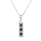 Iolite and White Topaz Silver Pendant With Chain