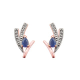 Blue Sapphire and White Topaz Rose-gold Stud Earring