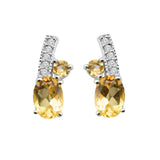 Citrine and White Topaz Silver Stud Earring