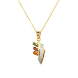 Multi-Tourmaline Gold Pendant With Chain