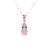 Opal and White Topaz Rose-gold Pendant With Chain