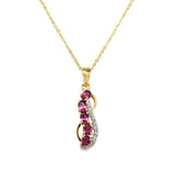 Rhodolite and White Topaz Gold Pendant With Chain