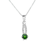 Chrome Diopside and White Topaz Silver Pendant With Chain