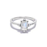 Moonstone and White Topaz Silver Ring