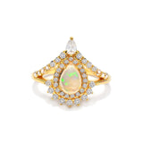 Opal and White Topaz Gold Ring