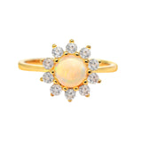 Opal and White Topaz Gold Ring