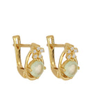 Prehnite and White Topaz Stud Earring