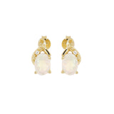 Opal and White Topaz Gold Stud Earring