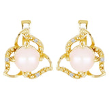 White Pearl and White Topaz Gold Earring