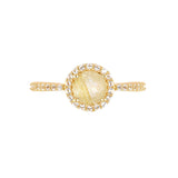 Golden Rutilated Quartz and White Topaz Gold Ring