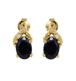 Black Onyx and White Topaz Gold Stud Earring