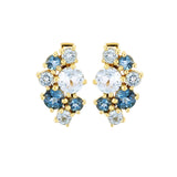 Multi-Blue Topaz Gold Stud Earring