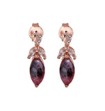 Rhodonite and White Topaz Rose-gold Stud Earring