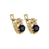 Black Onyx and White Topaz Gold Stud Earring