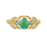 Emerald and White Topaz Gold Ring