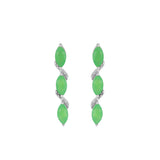 Jade and White Topaz Silver Stud Earring