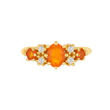 Orange Opal and White Topaz Gold Ring