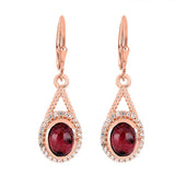 Rhodonite and White Topaz Rose-gold Dangle Earring