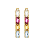 Multi-Gemstone Gold Stud Earring