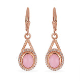 Pink Opal and White Topaz Rose-Gold Dangle Earring