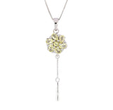 Lemon Quartz and White Topaz Silver Pendant With Chain