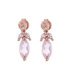 Rose Quartz and White Topaz Rose-gold Stud Earring