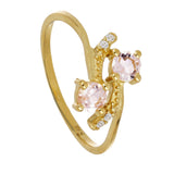 Morganite and White Topaz Gold Ring