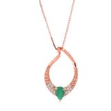 Emerald and White Topaz Rose-gold Pendant With Chain