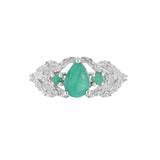 Emerald and White Topaz Silver Ring