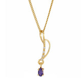 Iolite and White Topaz Gold Pendant With Chain