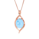 Larimar and White Topaz Rose-gold Pendant With Chain