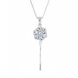 Aquamarine and White Topaz Silver Pendant With Chain