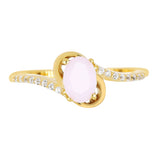 White Agate and White Topaz Gold Ring