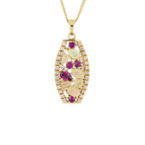 Opal, Rhodolite Garnet and White Topaz Gold Pendant With Chain