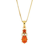 Orange Opal and White Topaz Pendant With Chain