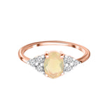 Opal and White Topaz Rose-gold Ring