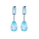 Blue Topaz and White Topaz Silver Dangling Earring